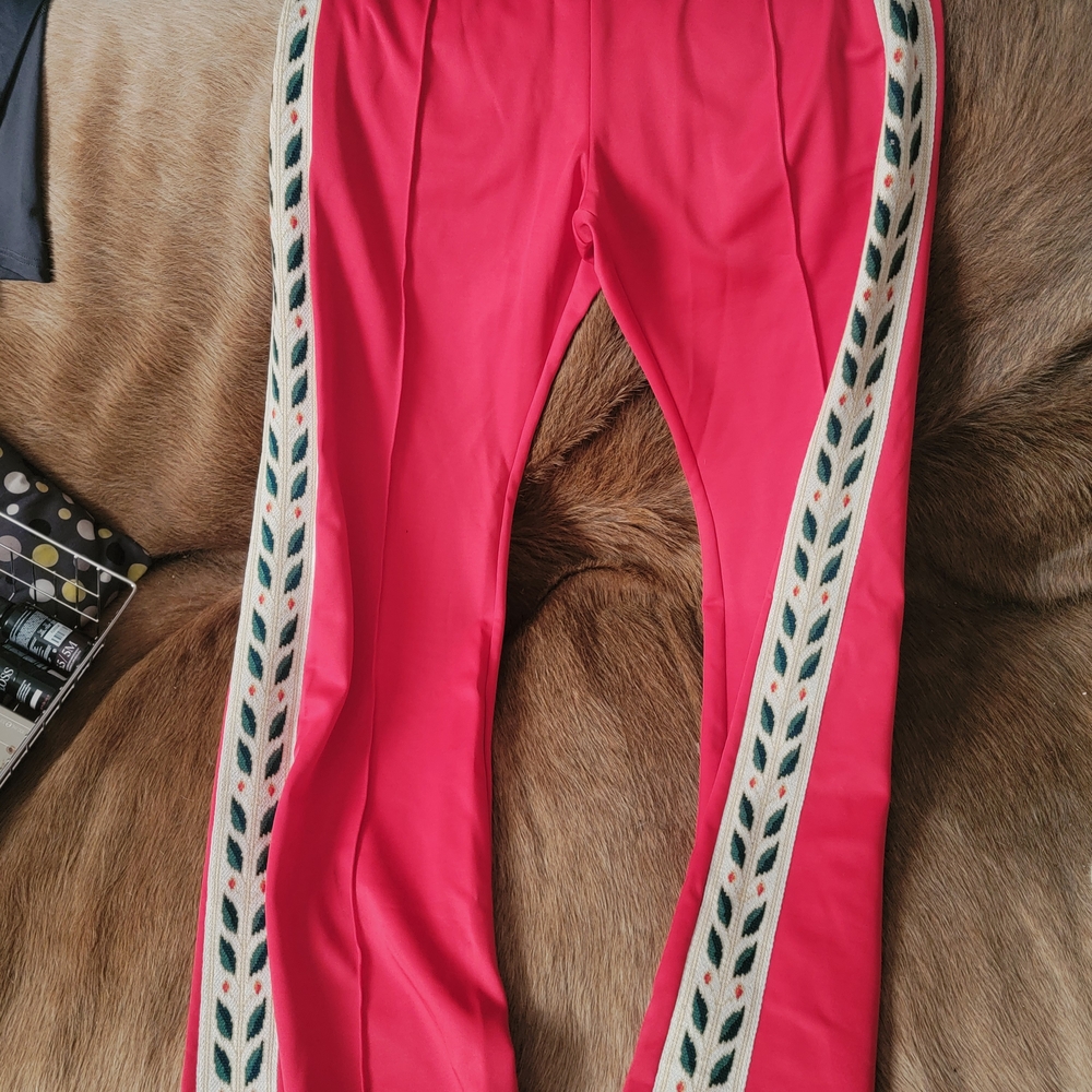 New.with.tags! CASABLANCA XL Stylish Red Pants with Patterned Trim